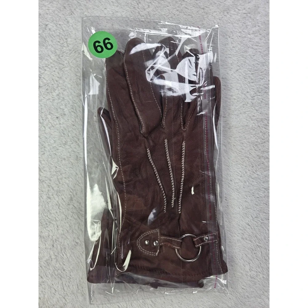 Womens Brown Genuine Leather Gloves Equestrian Driving Gloves.